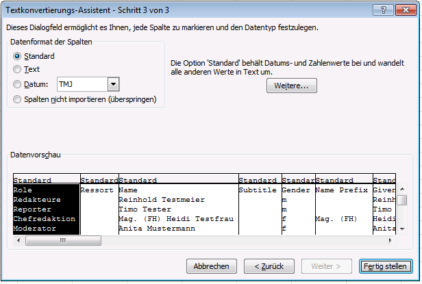 CSV Schritt 3