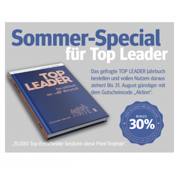 TOP LEADER Jahrbuch - die geschätzte Print-Trophäe von rund 15.000 Top-Entscheidern