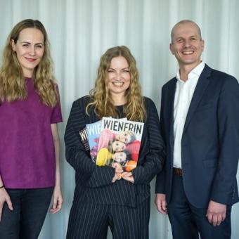 Bundesländerinnen-Redaktionsleiterin Katharina Zierl (l.), WIENERIN-CR Sarah Lehner und Bundesländerinnen-Geschäftsführer Andreas Eisendle